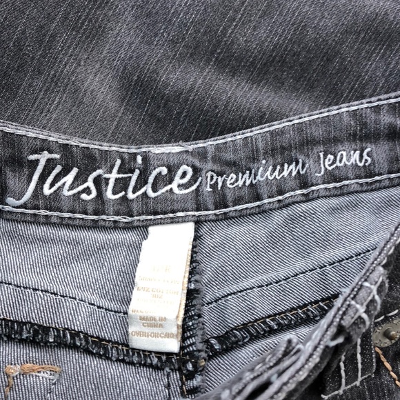 Justice Faded Black Straight Leg Jeans, 12 R - Picture 6 of 8
